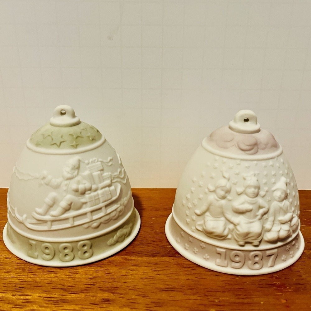 Lladro Spain Christmas Bells Retired Lot‎ of 2 Annual 1987 1988